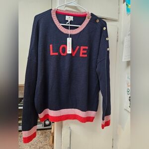 NWT New Sundry sz 2 Medium M black pink red Love sweatshirt